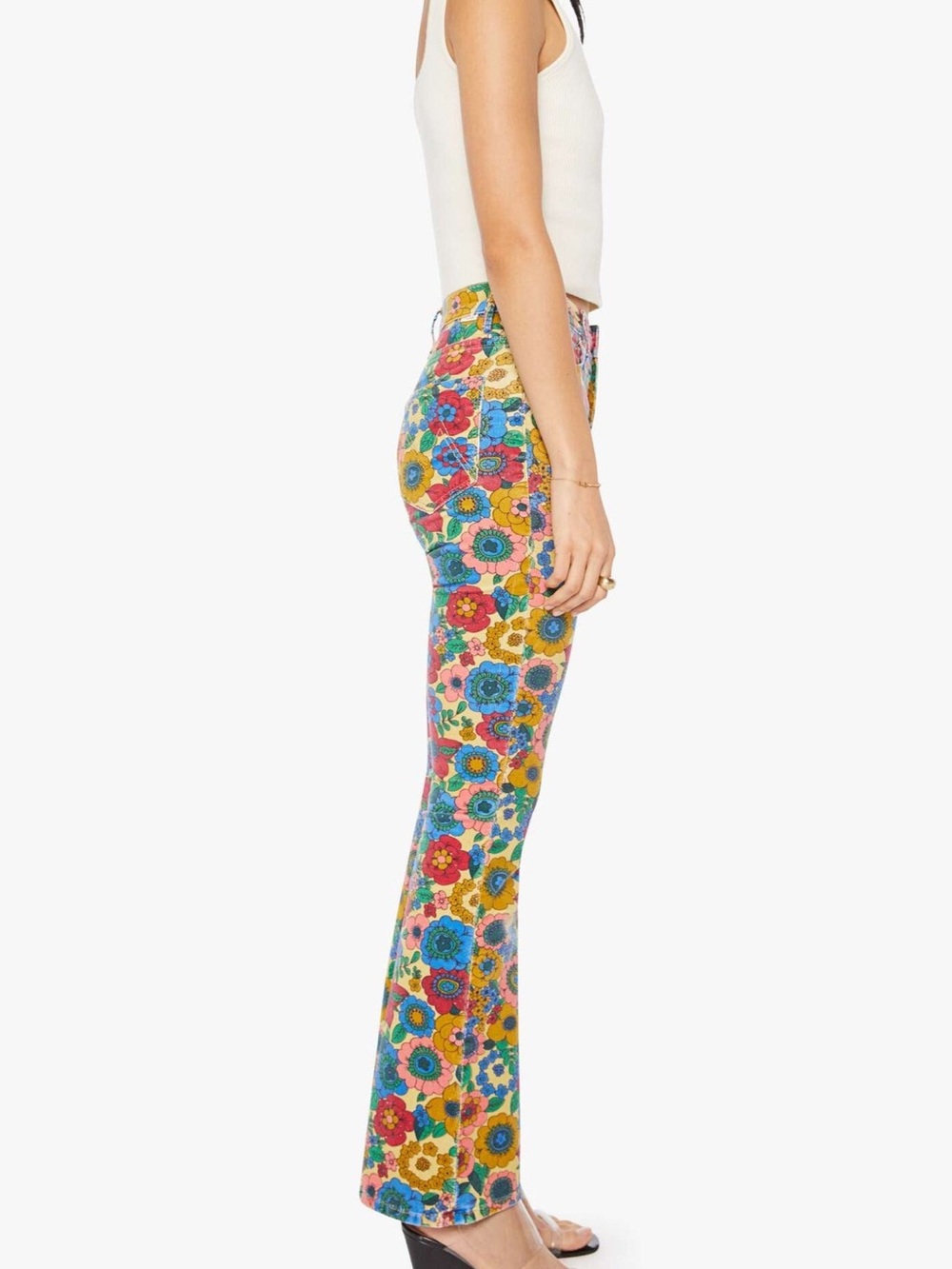 MOTHER Denim High Waisted Weekender Skimp in Track And Flower Fields - Size 24 - Picture 4 of 7